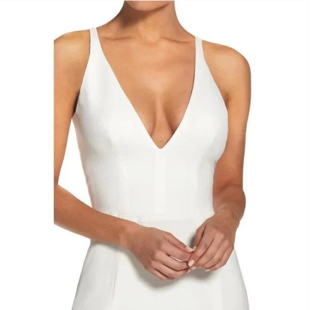 NEW $198 Dress The Population Iris White Bridal Maxi Gown w/ Slit - Picture 4 of 11